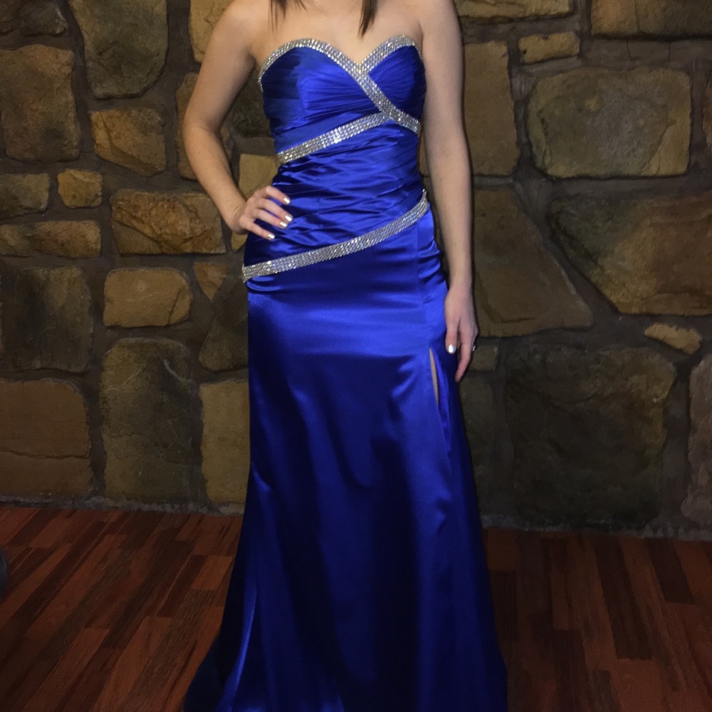 Royal Blue Strapless Prom Dress